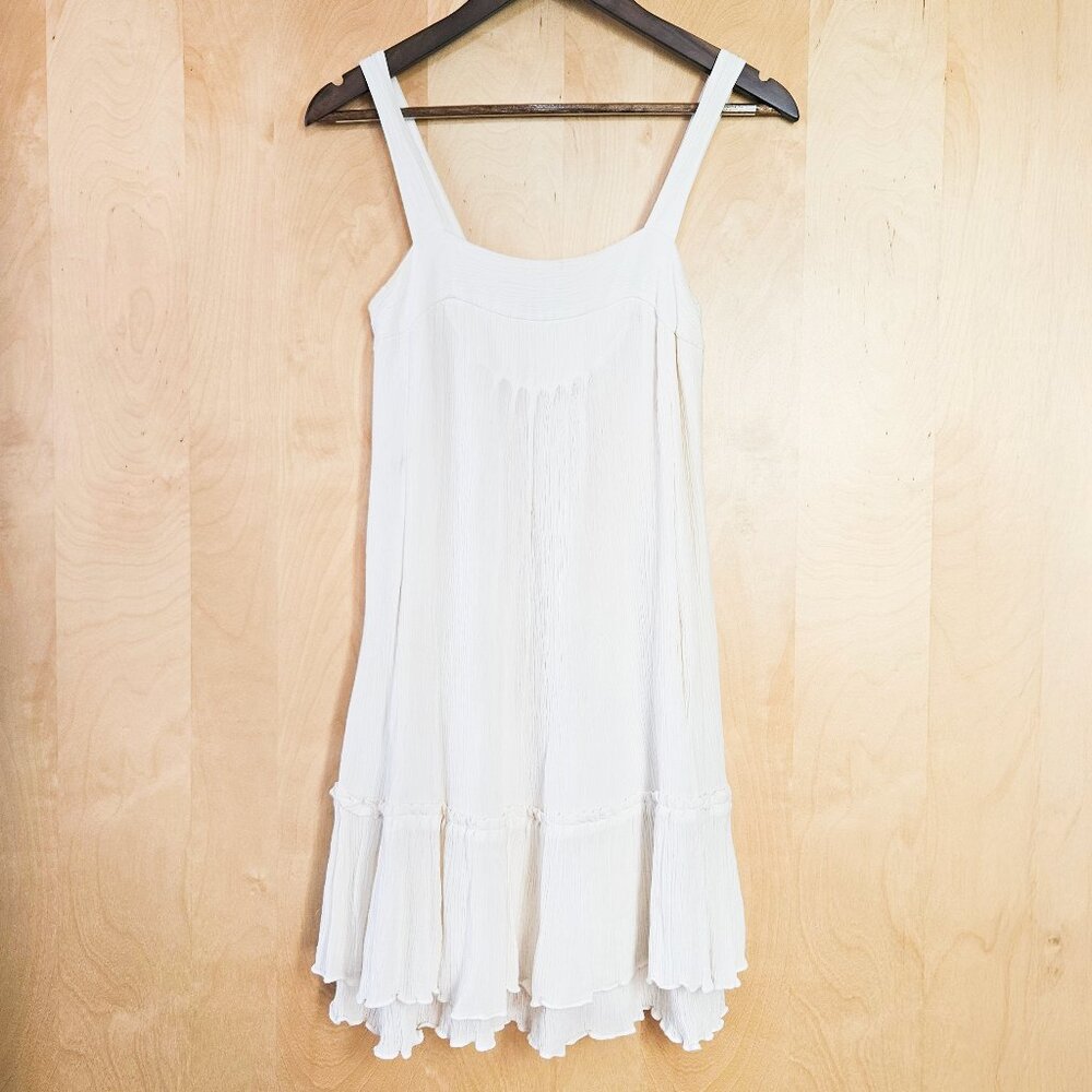 Diane von Furstenberg strapless white crinkle mini dress